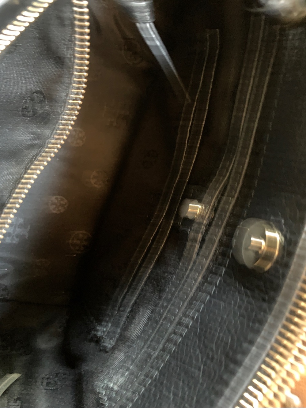 Tory Burch Black Pebbled Leather Satchel with Gold Accents - Picture 4 of 5